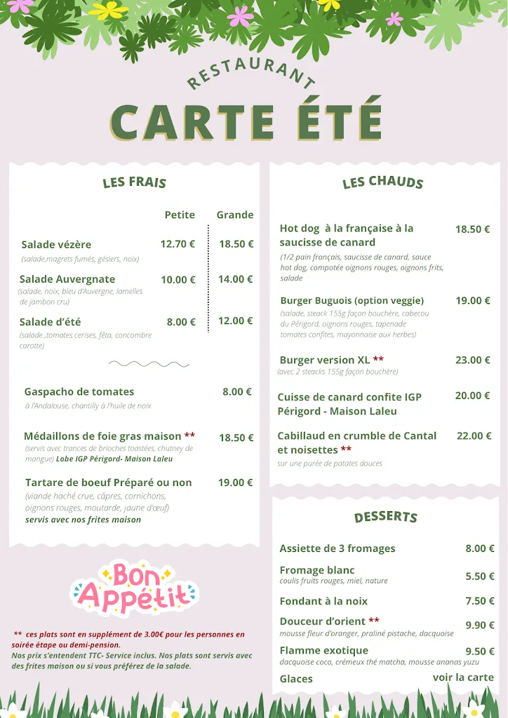 Menu_Restaurant Les Plaisirs Gourmands_Bugue_image_1