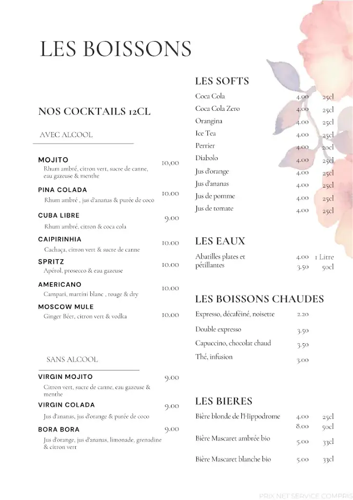 Menu_La Table De L'hippodrome_Bouscat_image_1