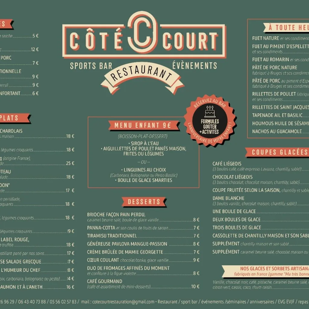 Menu_Côté Court - Restaurant - Sports Bar - Events_Bouscat_image_1