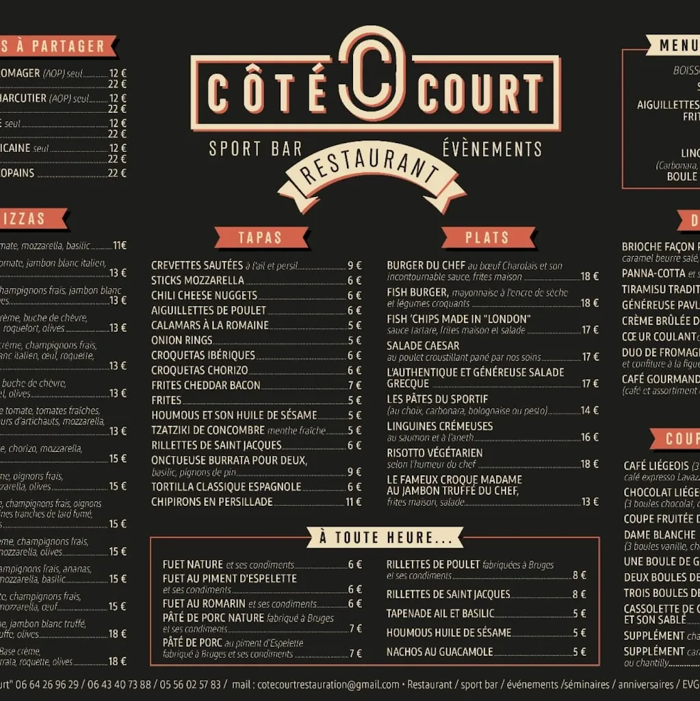 Menu_Côté Court - Restaurant - Sports Bar - Events_Bouscat_image_2