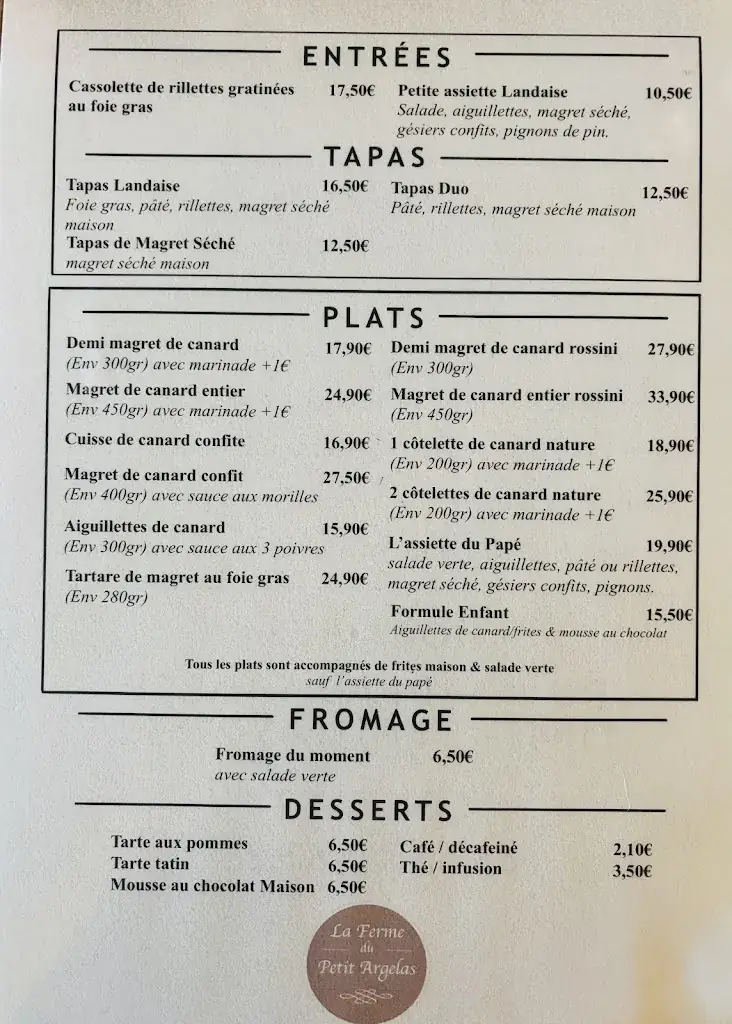 Menu_The Petit Argelas farm_Saint-Médard-en-Jalles_immagine_1