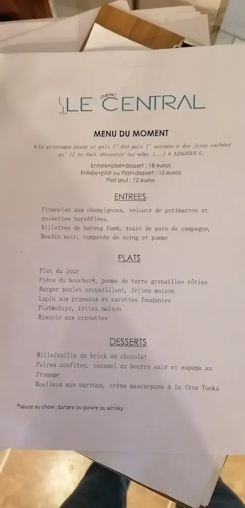 Menu_Le New Central Bar&Bistrot_Teich_image_4