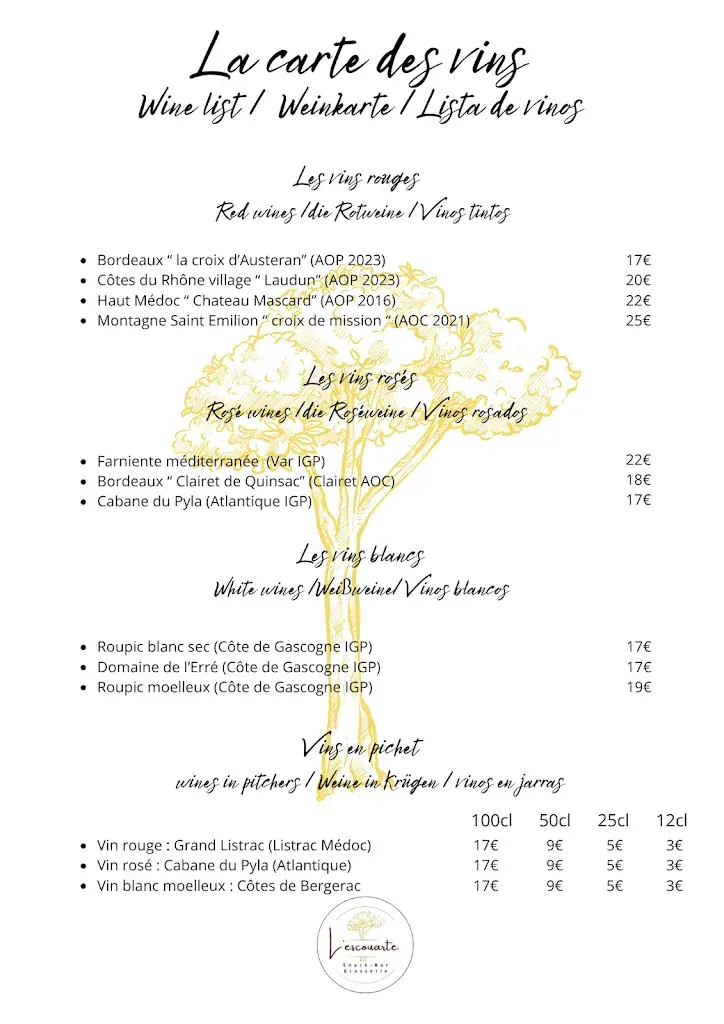 Menu_Brasserie L'escouarte_Porge_image_1