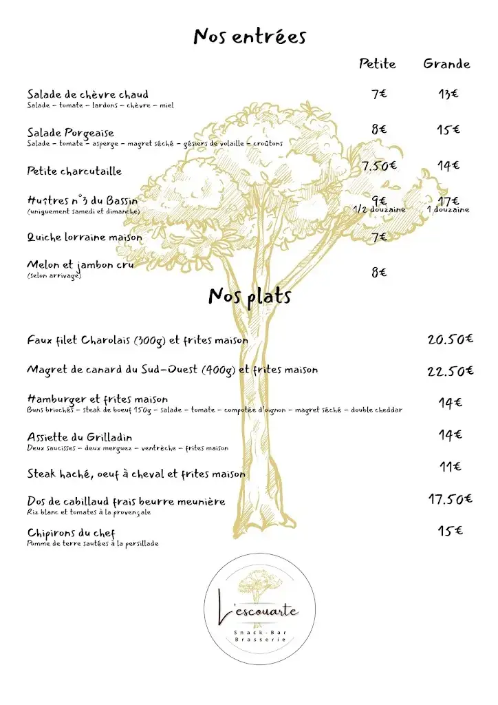 Menu_Brasserie L'escouarte_Porge_image_2