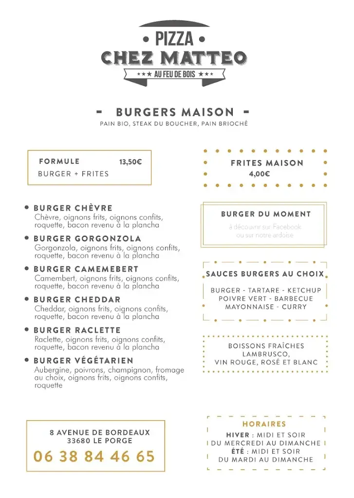 Menu_Chez Matteo pizza burger à emporter_Porge_image_2