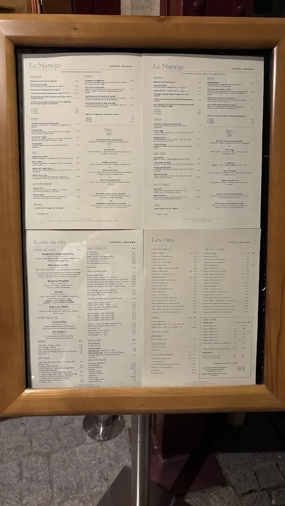 Menu_Restaurant Le Manège_Léognan_image_2