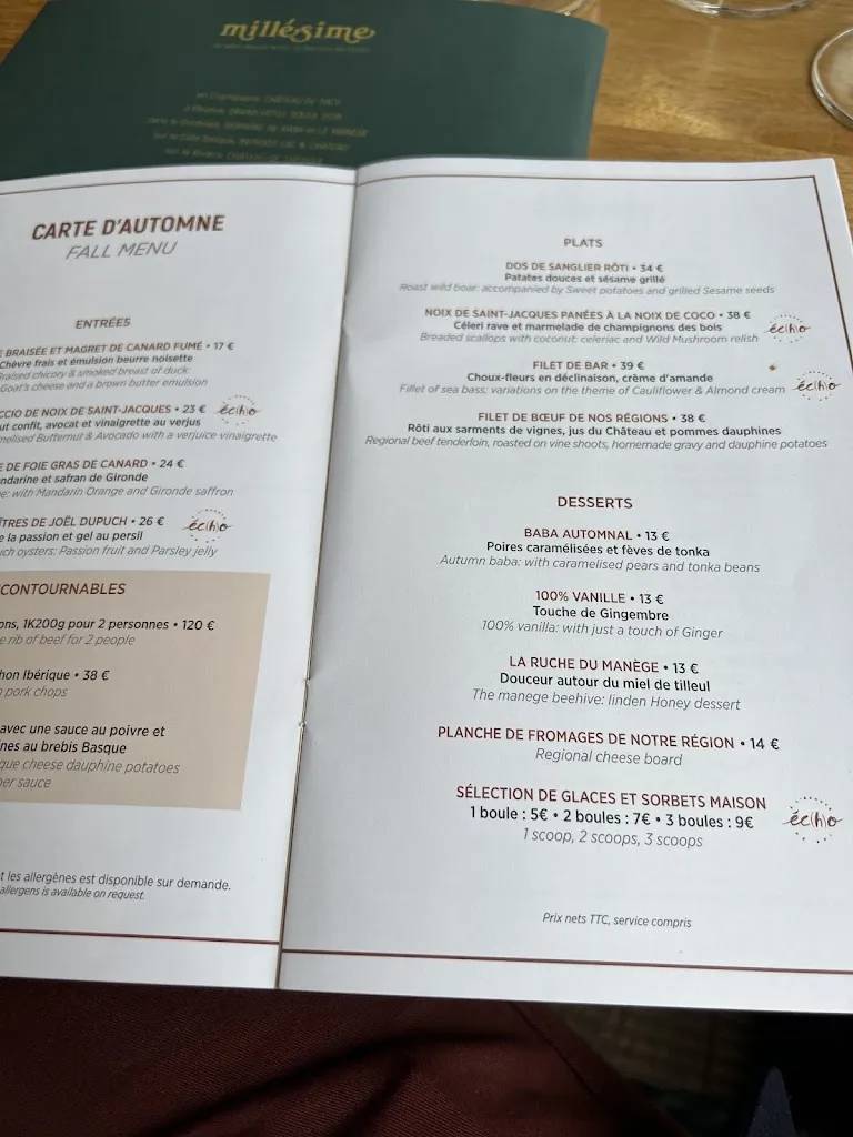 Menu_Restaurant Le Manège_Léognan_image_3