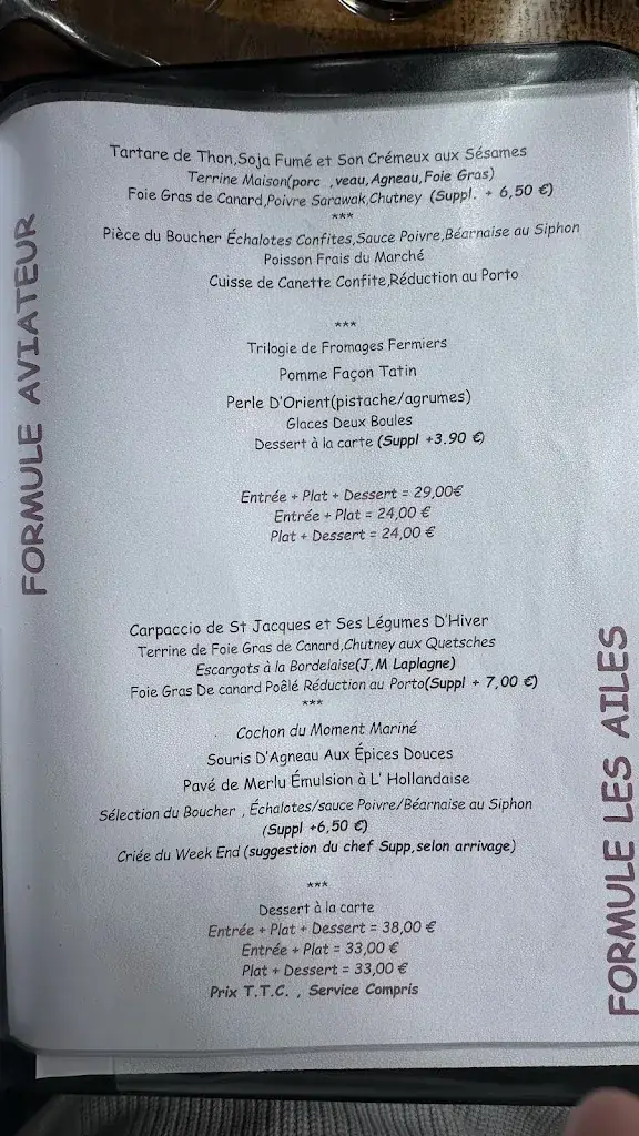 Menu_Restaurant les Ailes_Léognan_image_1