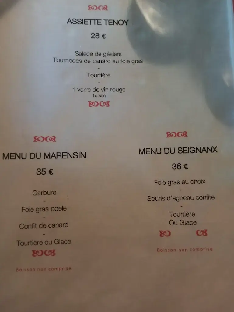 Menu_Ferme-Auberge Tenoy_Léon_image_1