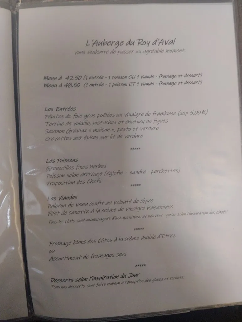 Menu_Auberge du Roy d'Aval_Lagnieu_image_1