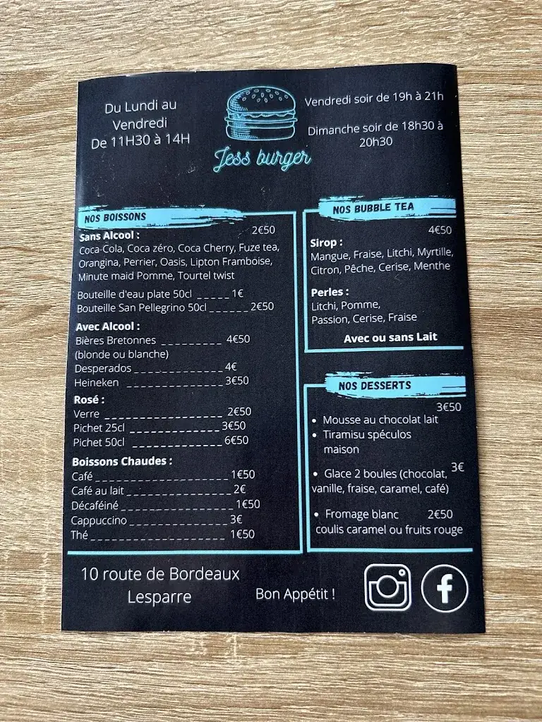 Menu_Jess Burger_Lesparre-Médoc_image_1