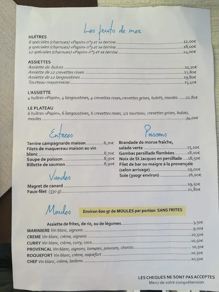 Menu_La Paillotte_Mathes_image_3