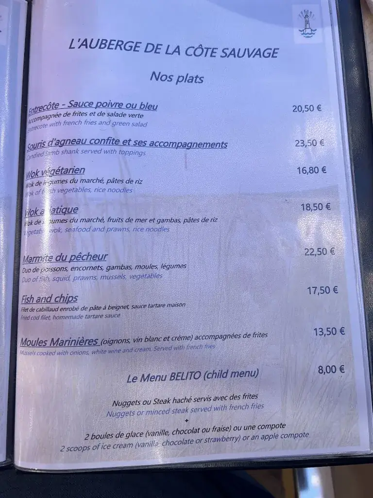 Menü_Auberge de la Côte Sauvage_Tremblade_Bild_3