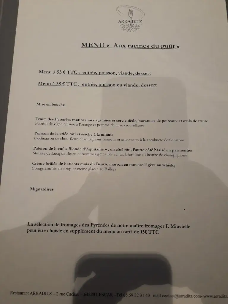 Menu_Restaurant Arraditz_Lescar_image_3