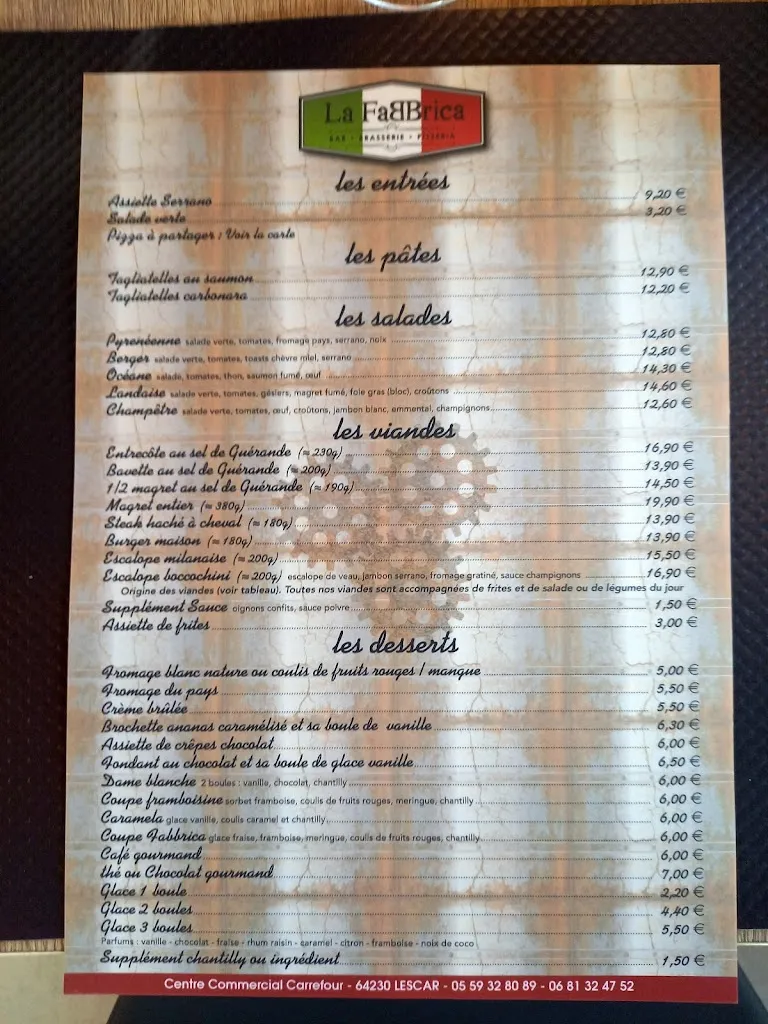 Menu_La Fabbrica_Lescar_image_3