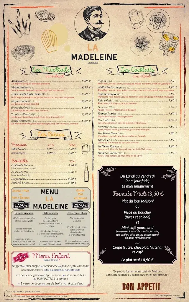 Menu_La Madeleine_Lescar_image_2