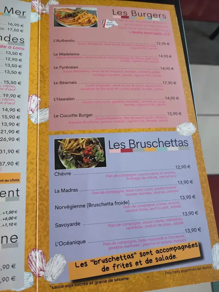 Menu_La Madeleine_Lescar_image_3