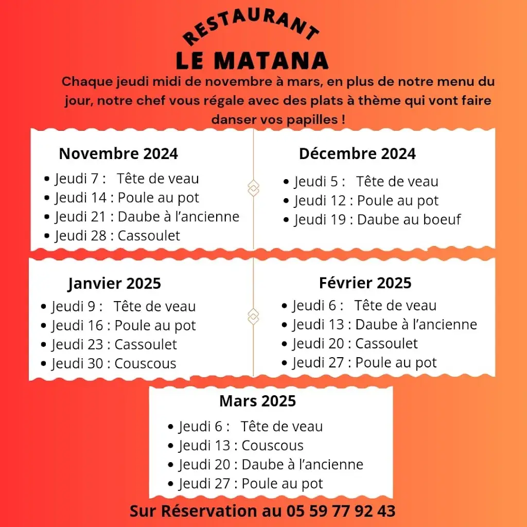 Menu_brasserie Pizzeria Le Matana. Vente a emporter._Lescar_image_2