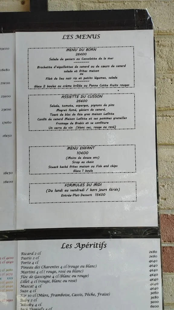 Menu_Bar Restaurant Les Chenes_Saint-Julien-en-Born_image_3