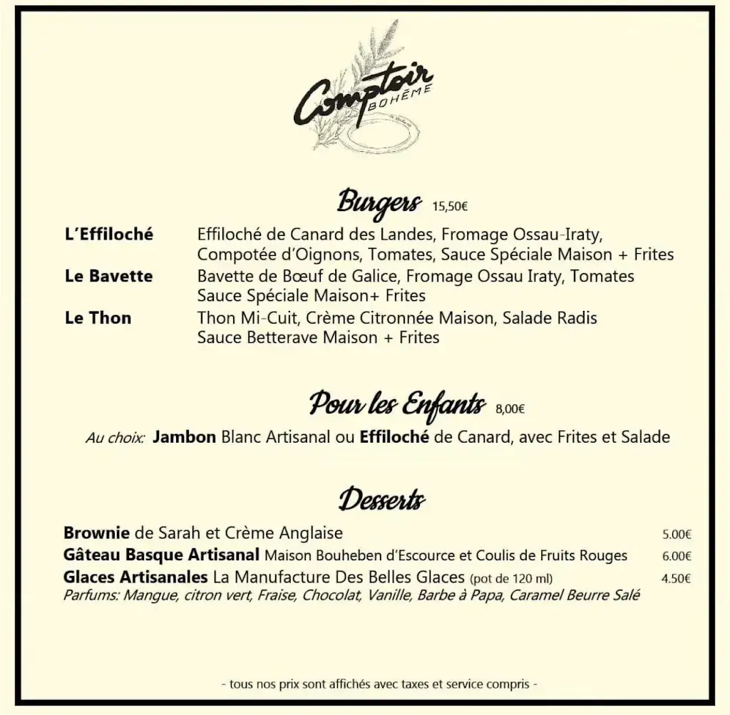 Menu_Comptoir Bohème_Saint-Julien-en-Born_immagine_3