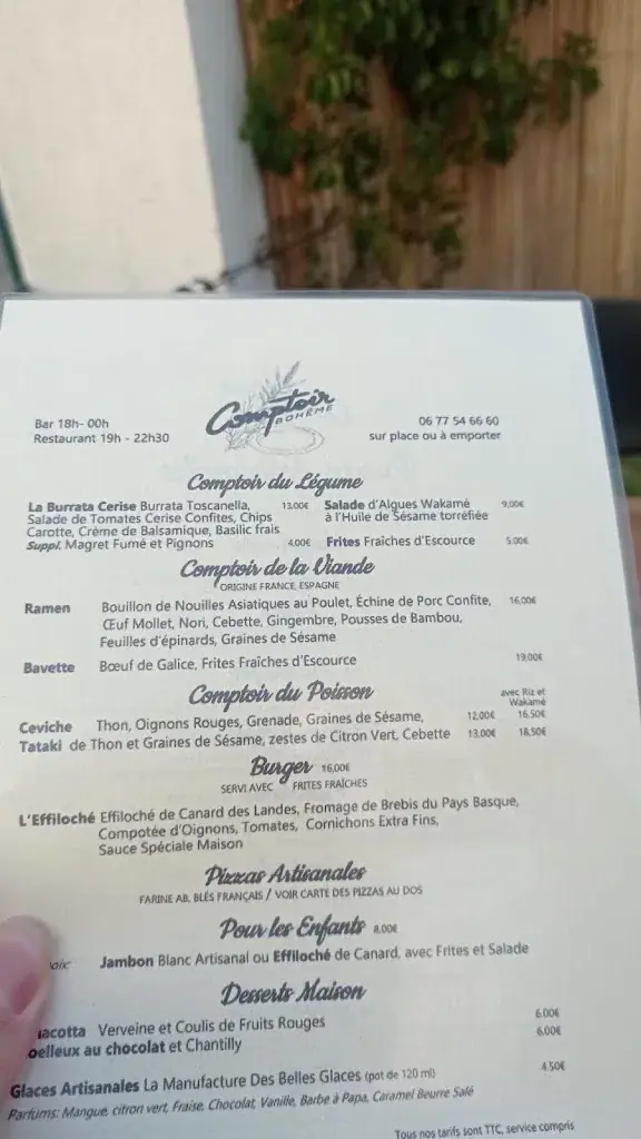 Menu_Comptoir Bohème_Saint-Julien-en-Born_immagine_4