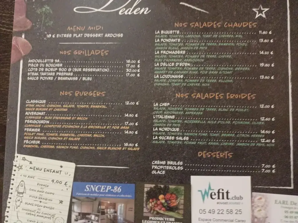 Menu_Restaurant Les Délices d'Eden_Loudun_image_1