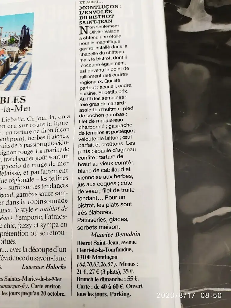 Menu_Le Bistrot Saint-Jean_Montluçon_image_2
