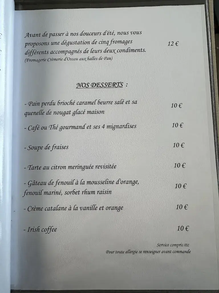 Menu_Auberge des Roses_Monein_image_1