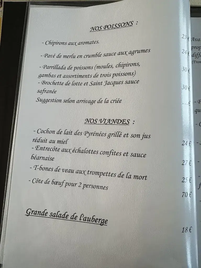 Menu_Auberge des Roses_Monein_image_2