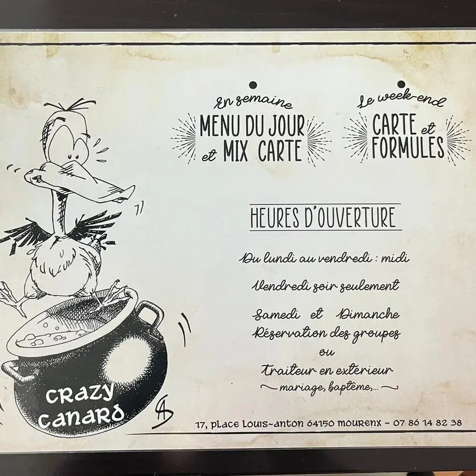 Menu_Crazy Canard_Mourenx_image_1