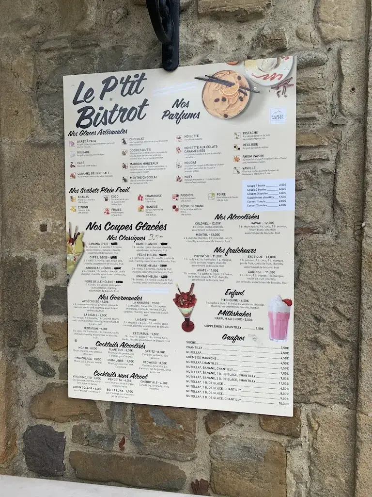 Menu_Le P'tit Bistrot restaurant glacier_Navarrenx_immagine_3