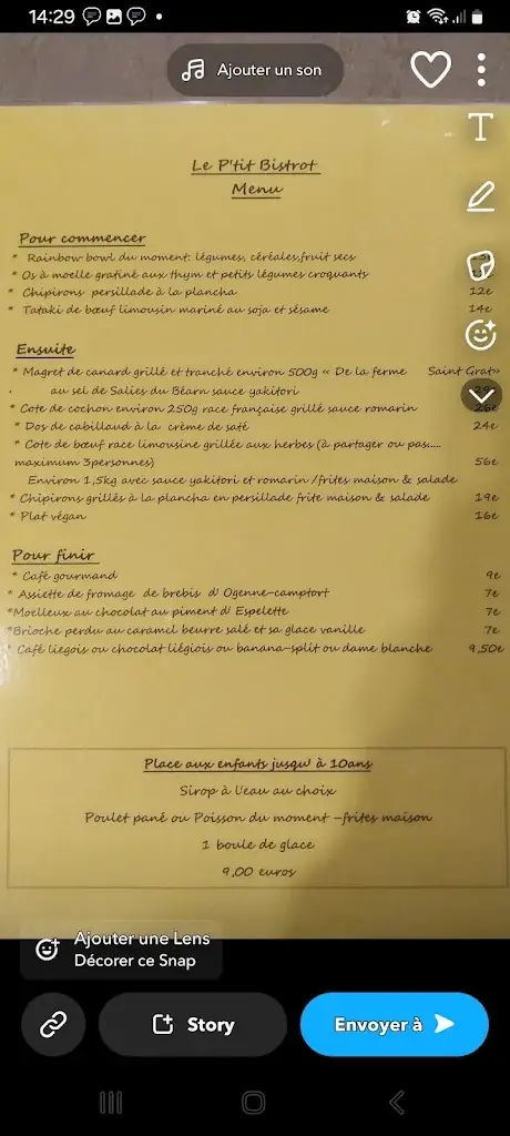 Menu_Le P'tit Bistrot restaurant glacier_Navarrenx_immagine_4