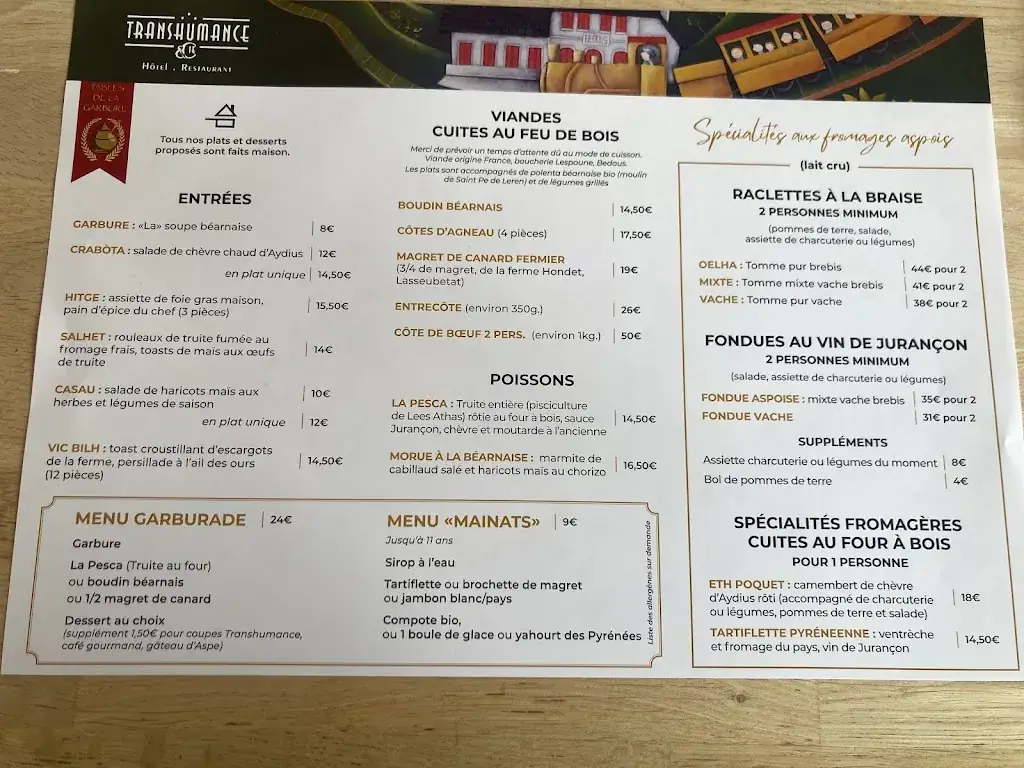 Menu_Auberge & Spa Transhumance & cie_Bedous_image_2