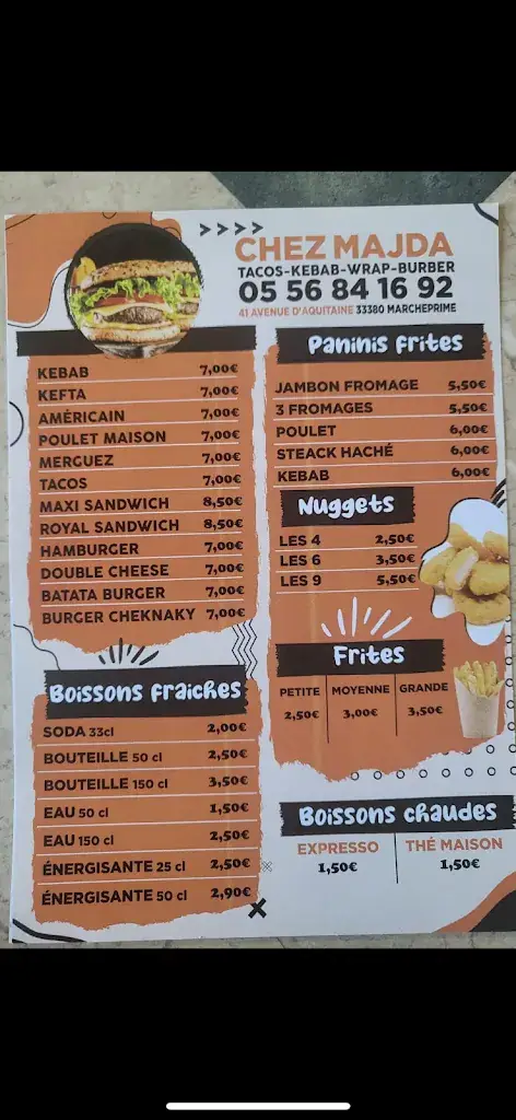 Menu_Chez Majda Marcheprime kebab couscous poulet crousty_Marcheprime_image_4