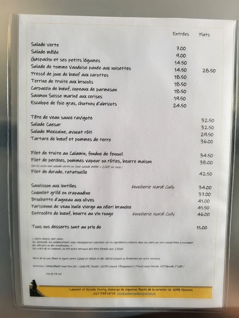 Menu_Auberge du vigneron_Bourg-en-Lavaux_image_1