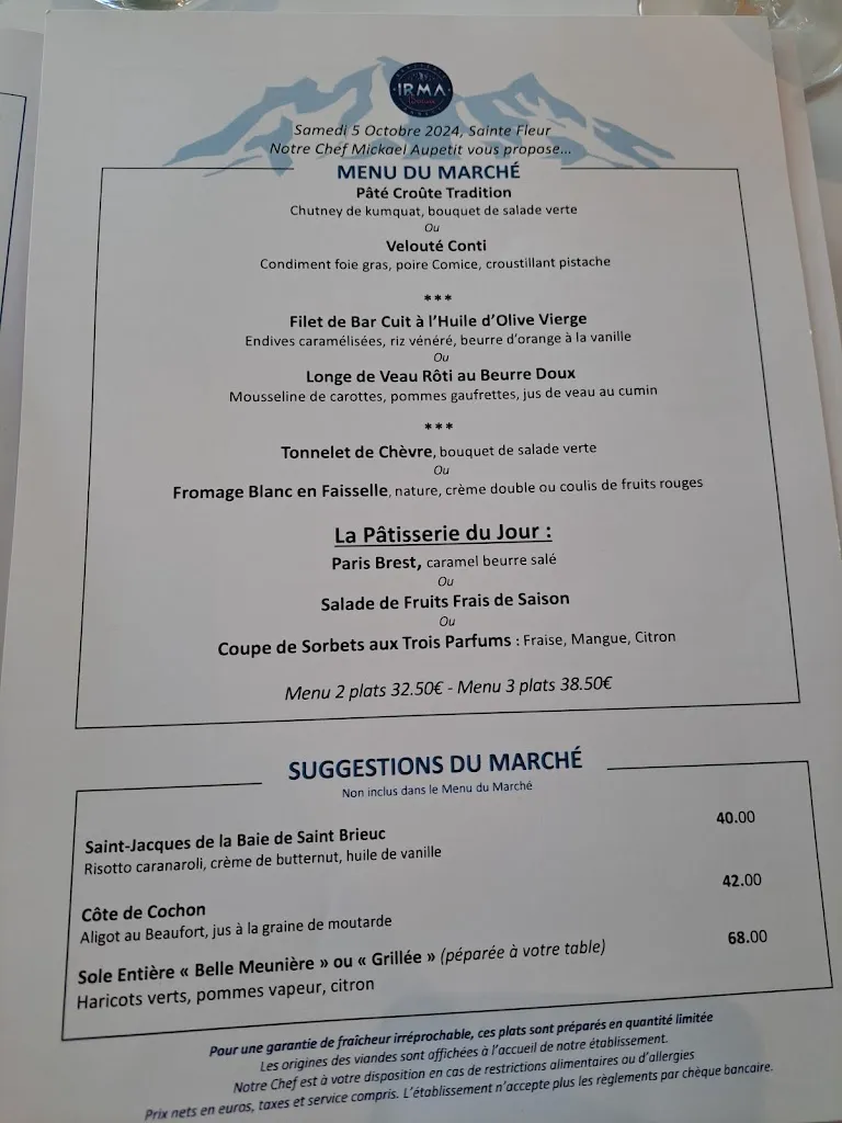 Menu_Brasserie Irma - Bocuse_Annecy_image_1