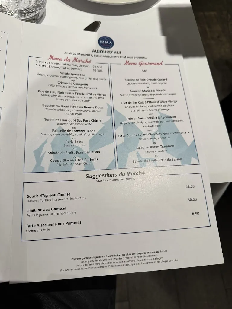 Menu_Brasserie Irma - Bocuse_Annecy_image_2