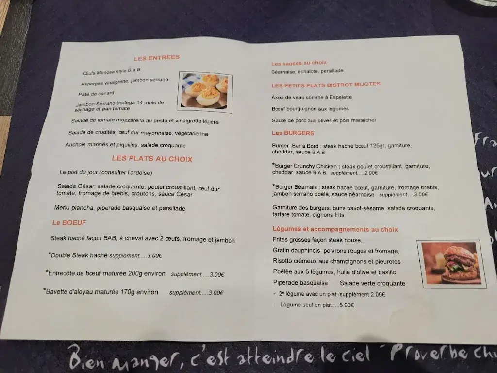 Menu_Le Bistrot Bar à Bord_Mazères-Lezons_image_4