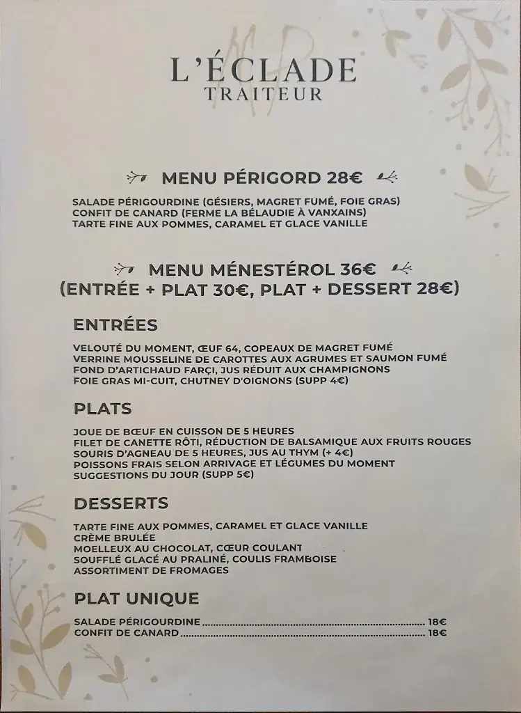 Menu_Auberge de l'Eclade_Montpon-Ménestérol_image_2