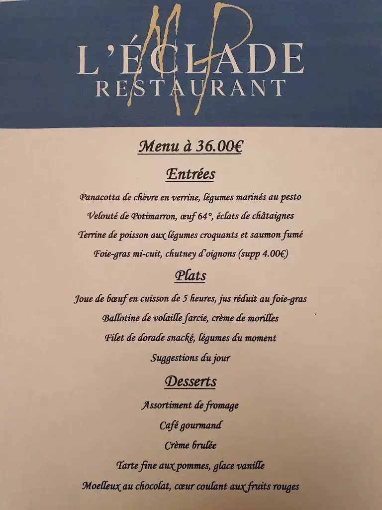 Menu_Auberge de l'Eclade_Montpon-Ménestérol_image_4