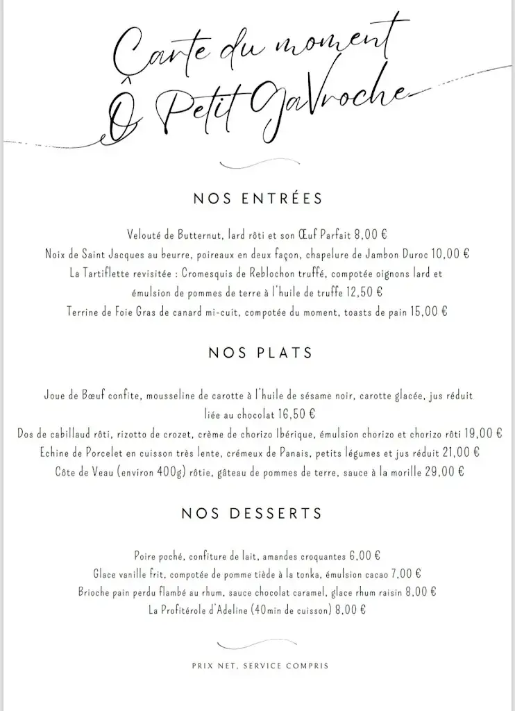 Menu_Restaurant Ô petit Gavroche_Montpon-Ménestérol_image_1