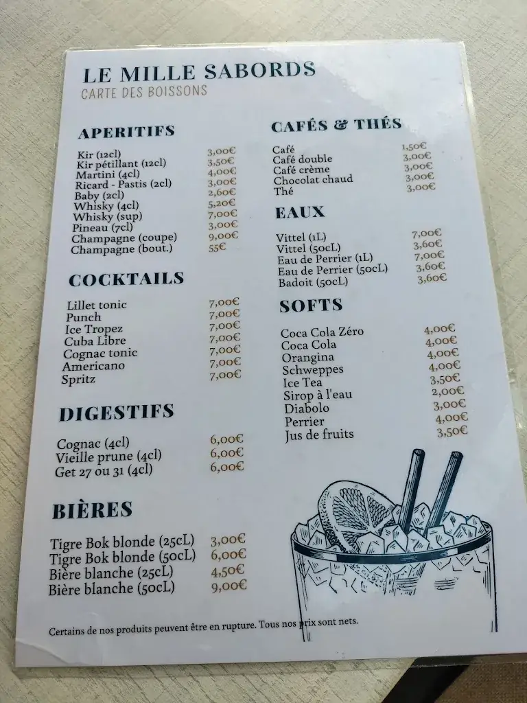 Menü_Le Mille Sabords_Meschers-sur-Gironde_Bild_1
