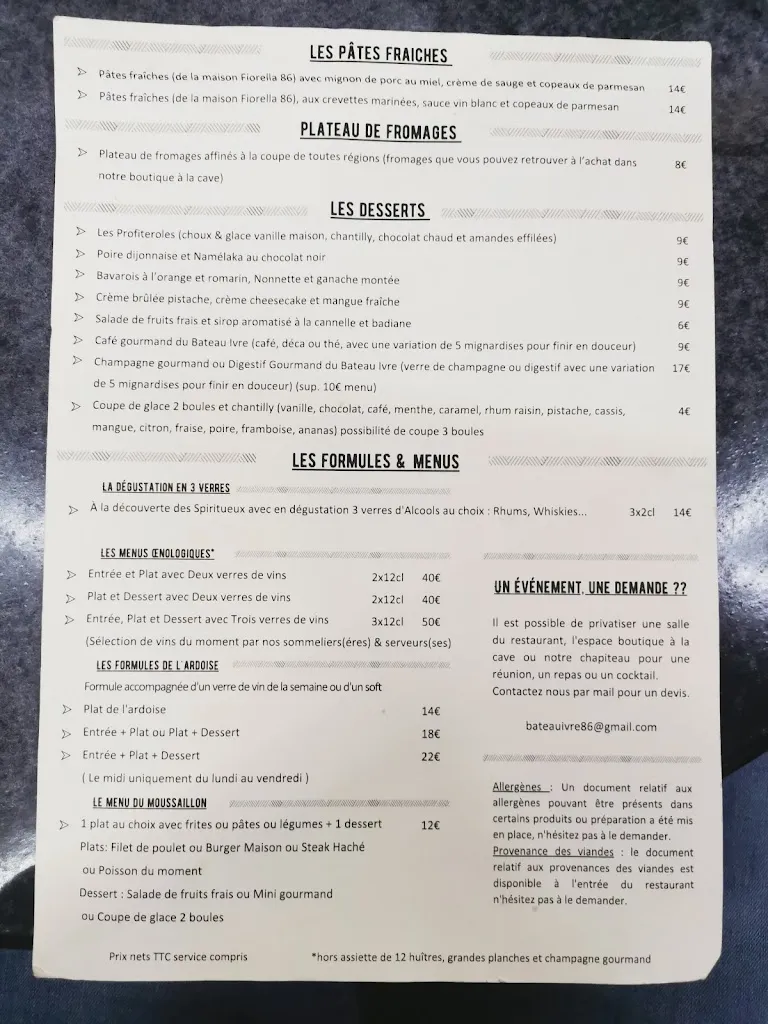 Menu_Cave et Restaurant Le Bateau Ivre_Poitiers_image_2