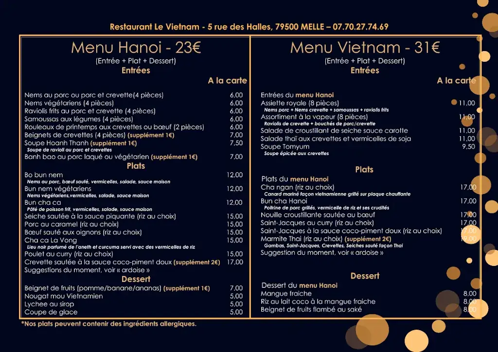Menu_Le Vietnam_Melle_image_1