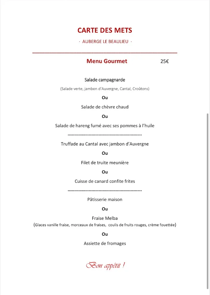 Menu_Auberge Le Beaulieu _Beaulieu_image_2