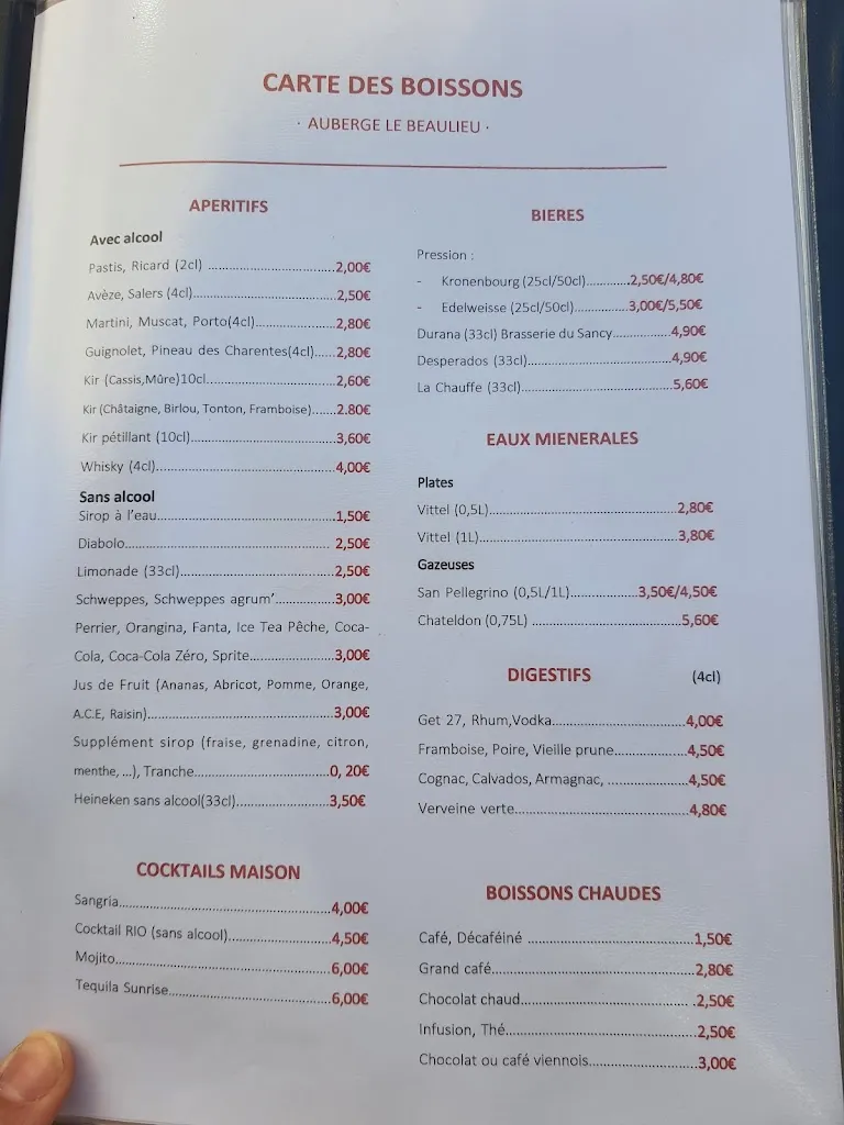 Menu_Auberge Le Beaulieu _Beaulieu_image_4