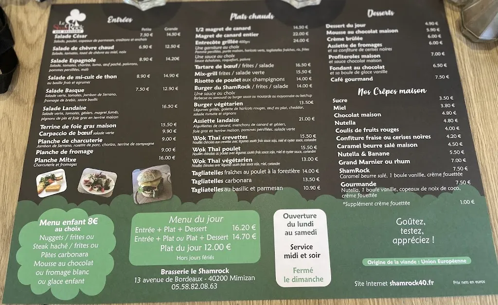 Menu_Le Shamrock_Mimizan_image_1