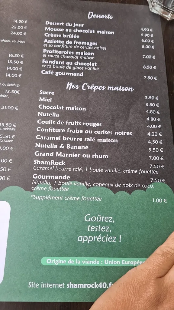 Menu_Le Shamrock_Mimizan_image_4