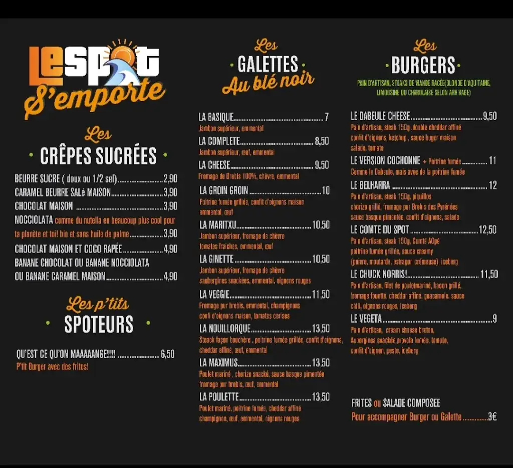 Menu_LE SPOT_Mimizan_image_1