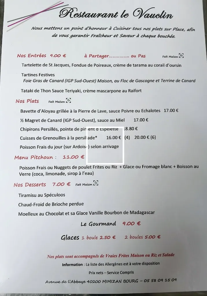 Menu_Restaurant Le Vauclin_Mimizan_image_1